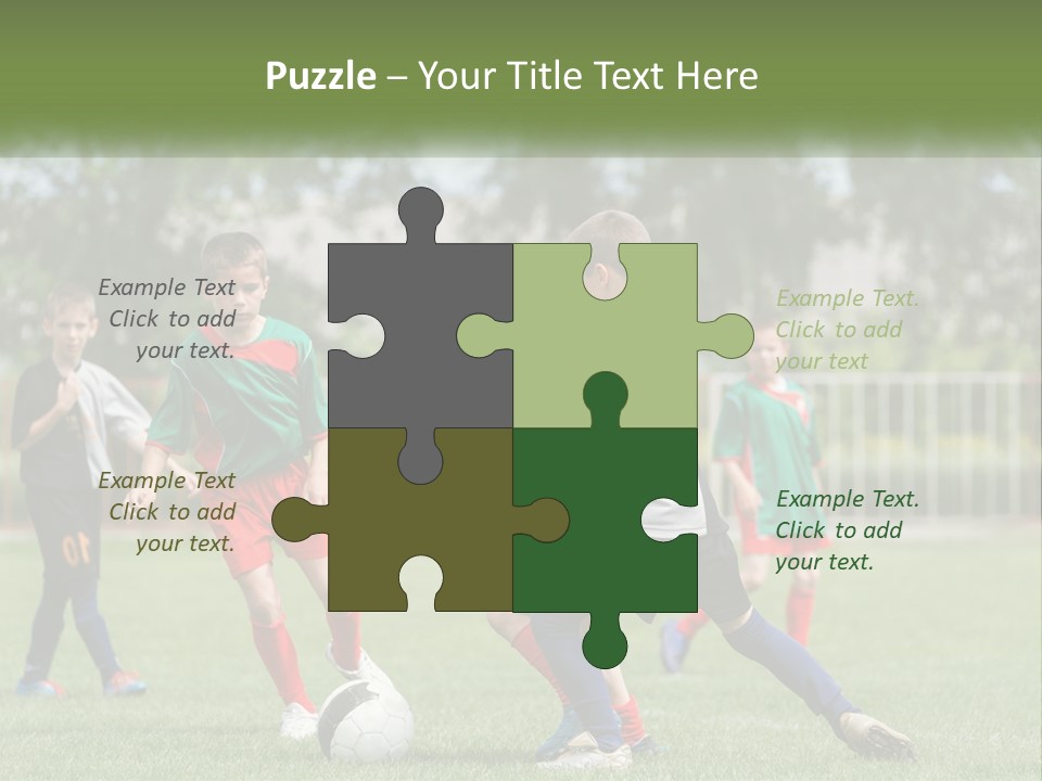 A Group Of Children Playing Soccer On A Field PowerPoint Template