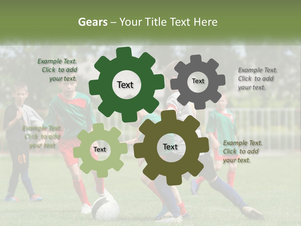A Group Of Children Playing Soccer On A Field PowerPoint Template