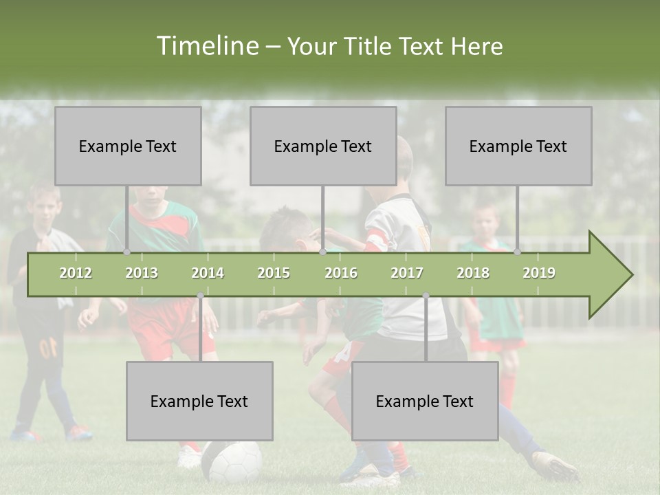 A Group Of Children Playing Soccer On A Field PowerPoint Template