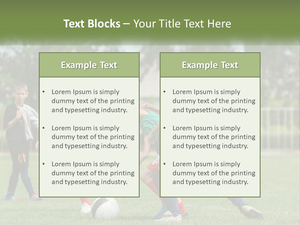 A Group Of Children Playing Soccer On A Field PowerPoint Template