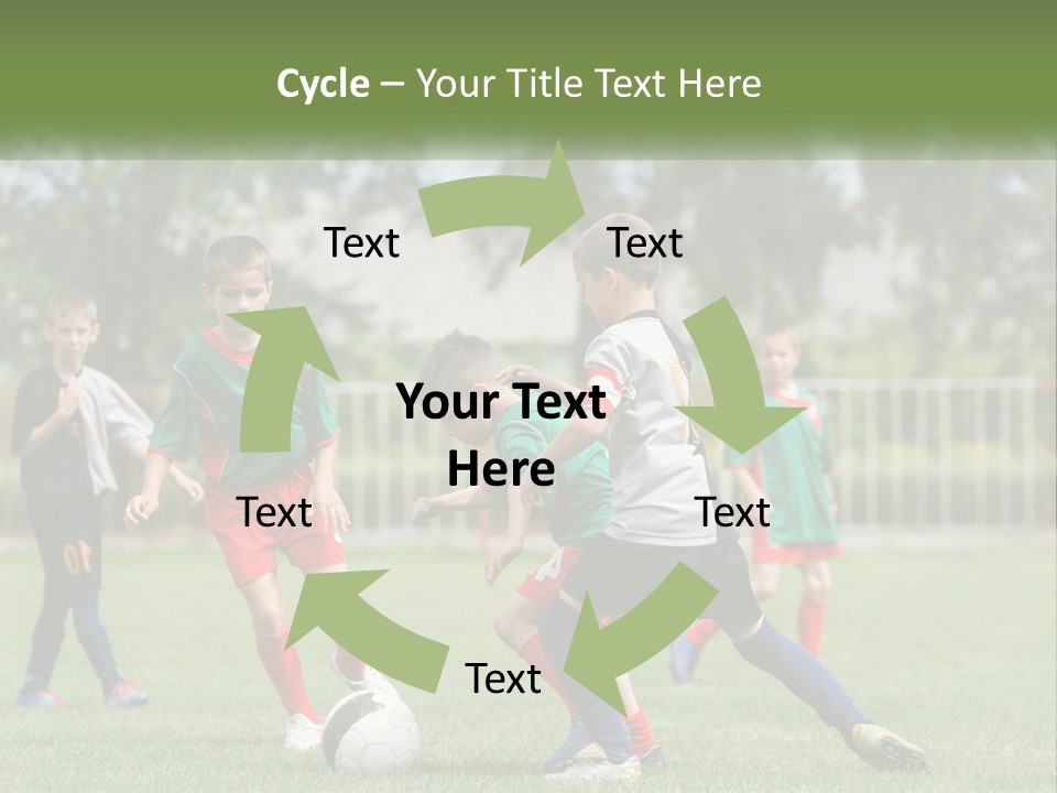 A Group Of Children Playing Soccer On A Field PowerPoint Template