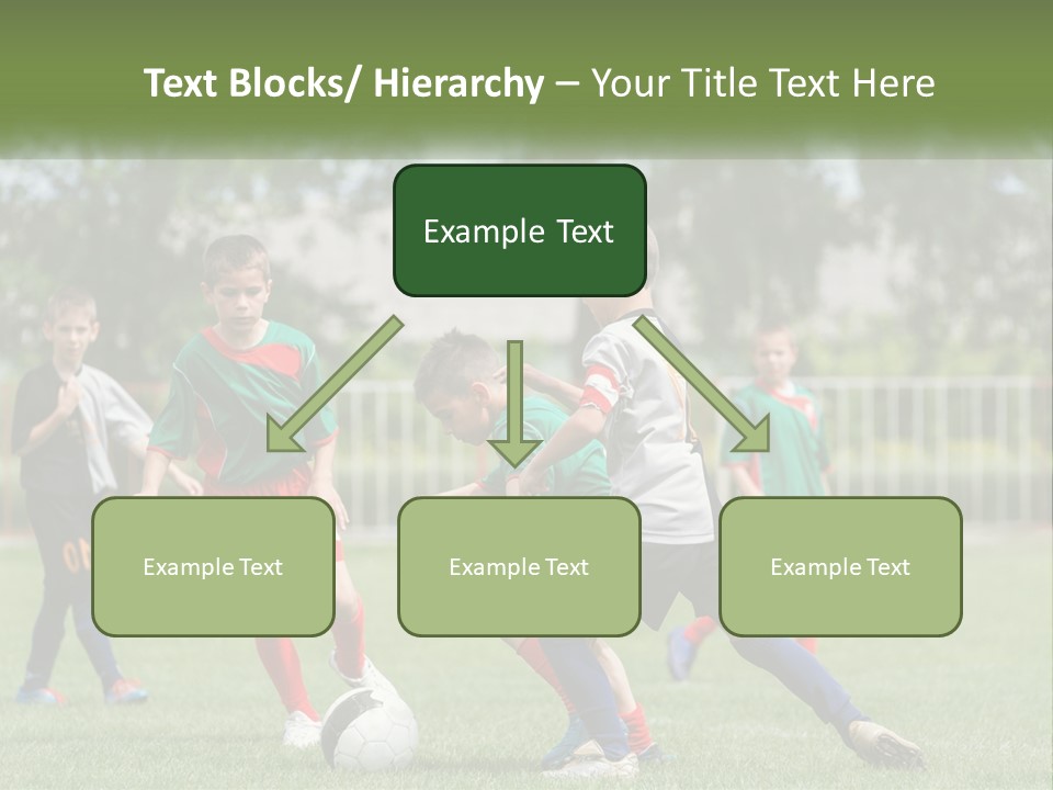 A Group Of Children Playing Soccer On A Field PowerPoint Template