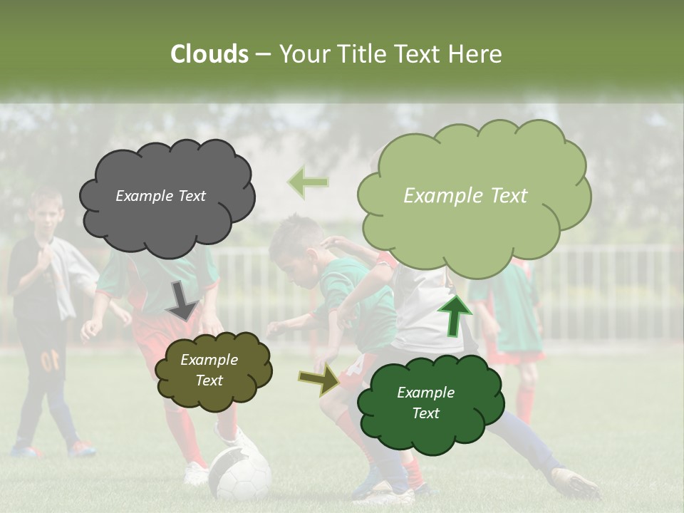 A Group Of Children Playing Soccer On A Field PowerPoint Template