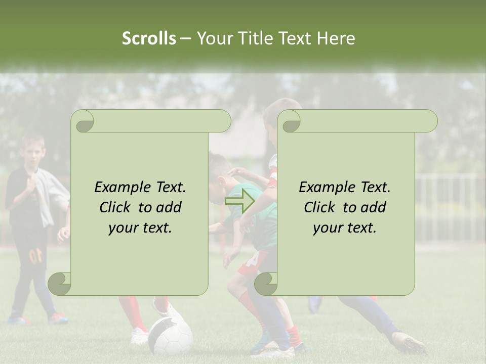 A Group Of Children Playing Soccer On A Field PowerPoint Template
