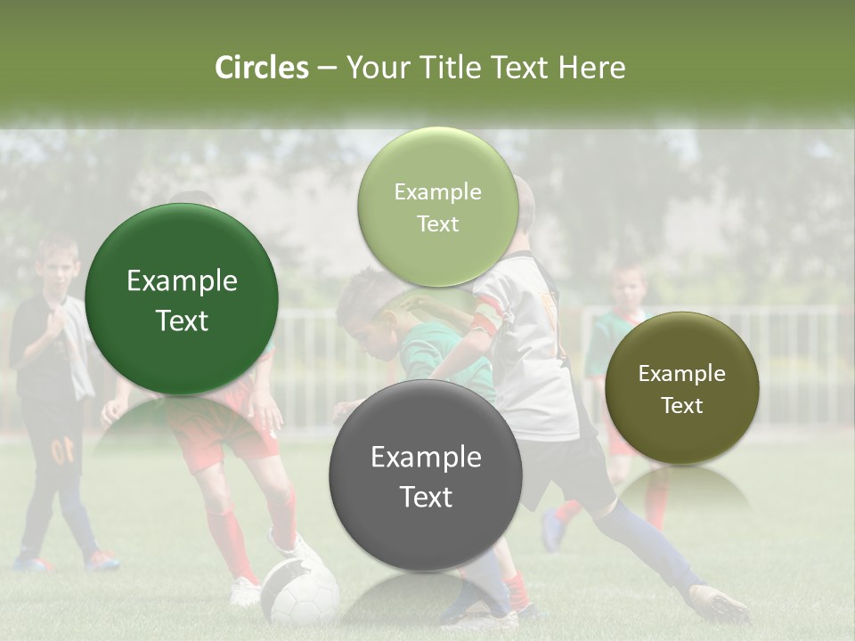 A Group Of Children Playing Soccer On A Field PowerPoint Template