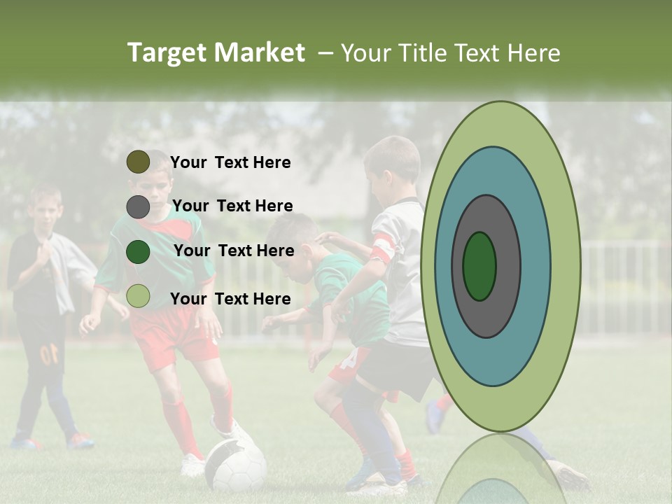 A Group Of Children Playing Soccer On A Field PowerPoint Template