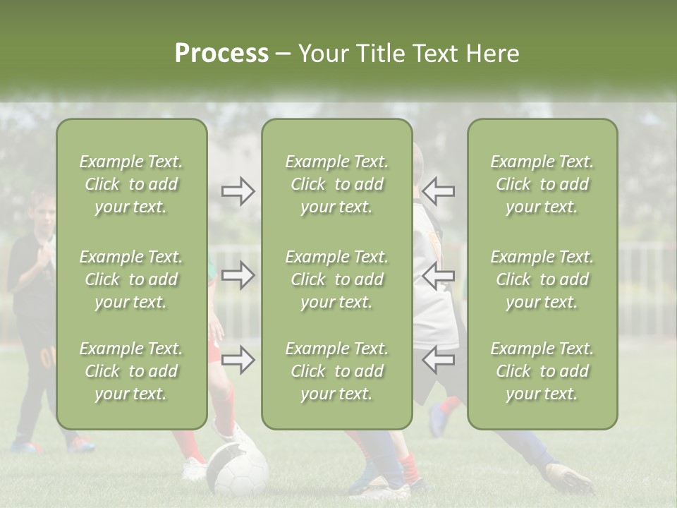 A Group Of Children Playing Soccer On A Field PowerPoint Template