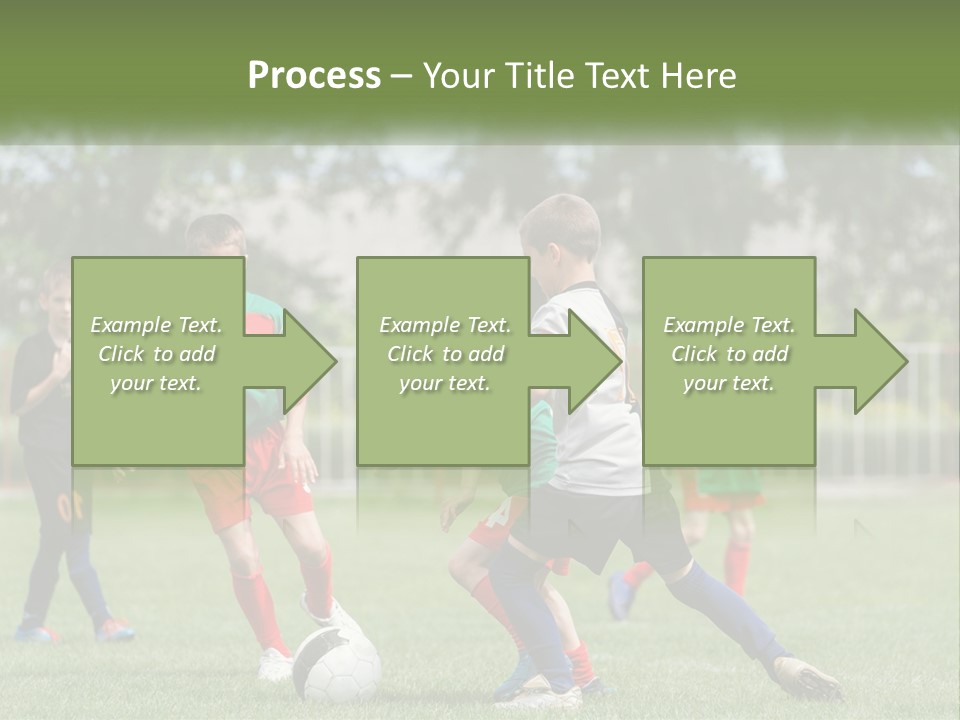 A Group Of Children Playing Soccer On A Field PowerPoint Template