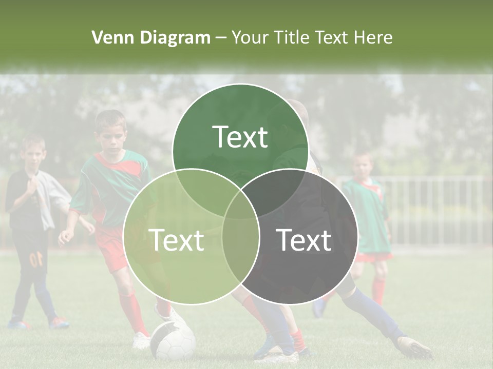 A Group Of Children Playing Soccer On A Field PowerPoint Template