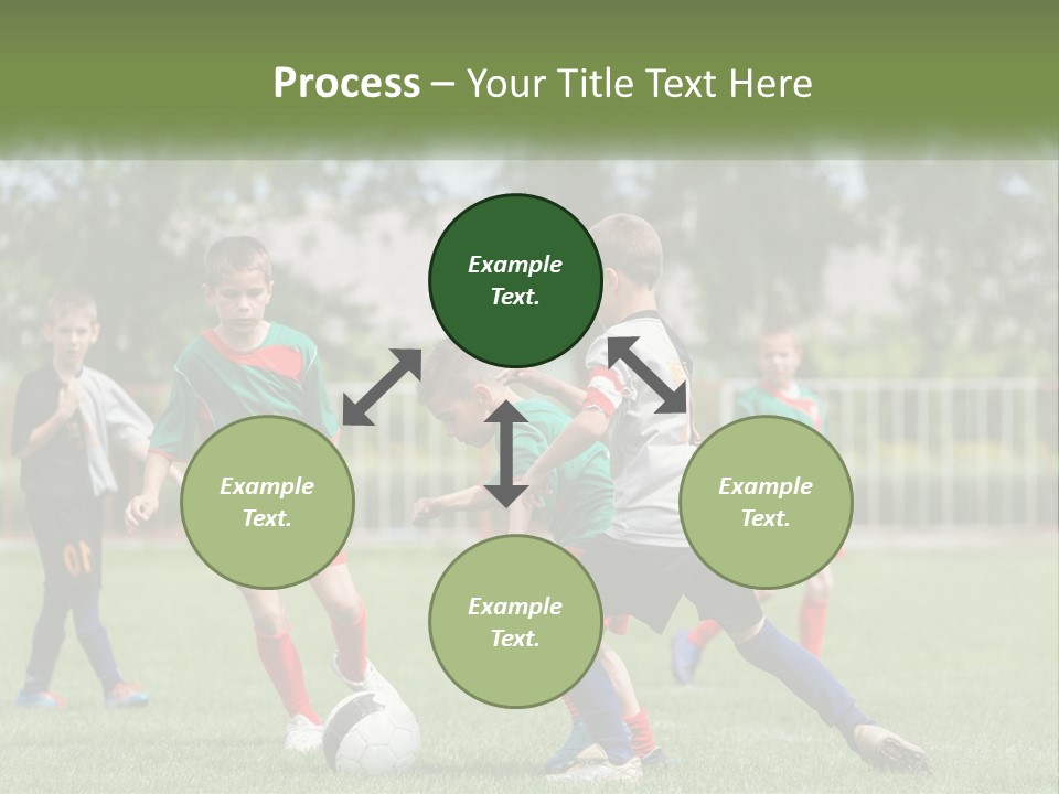 A Group Of Children Playing Soccer On A Field PowerPoint Template