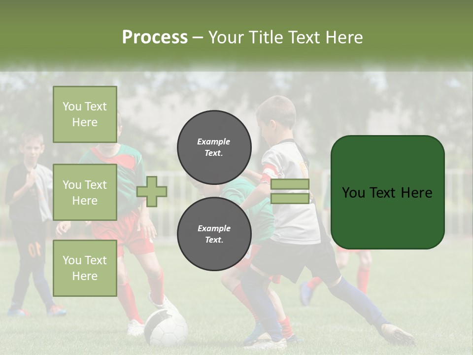 A Group Of Children Playing Soccer On A Field PowerPoint Template