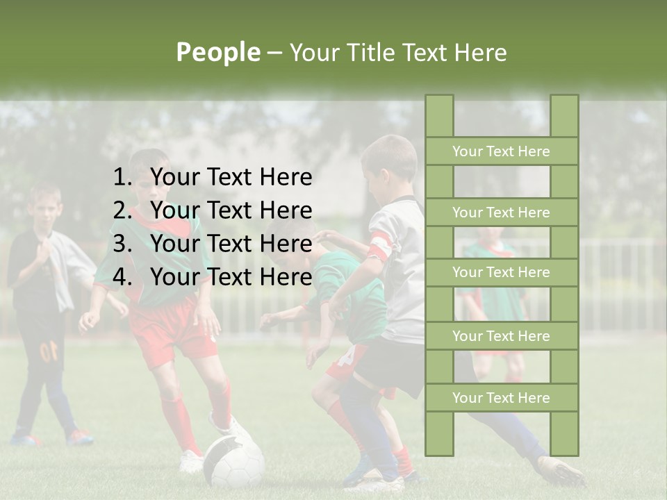 A Group Of Children Playing Soccer On A Field PowerPoint Template