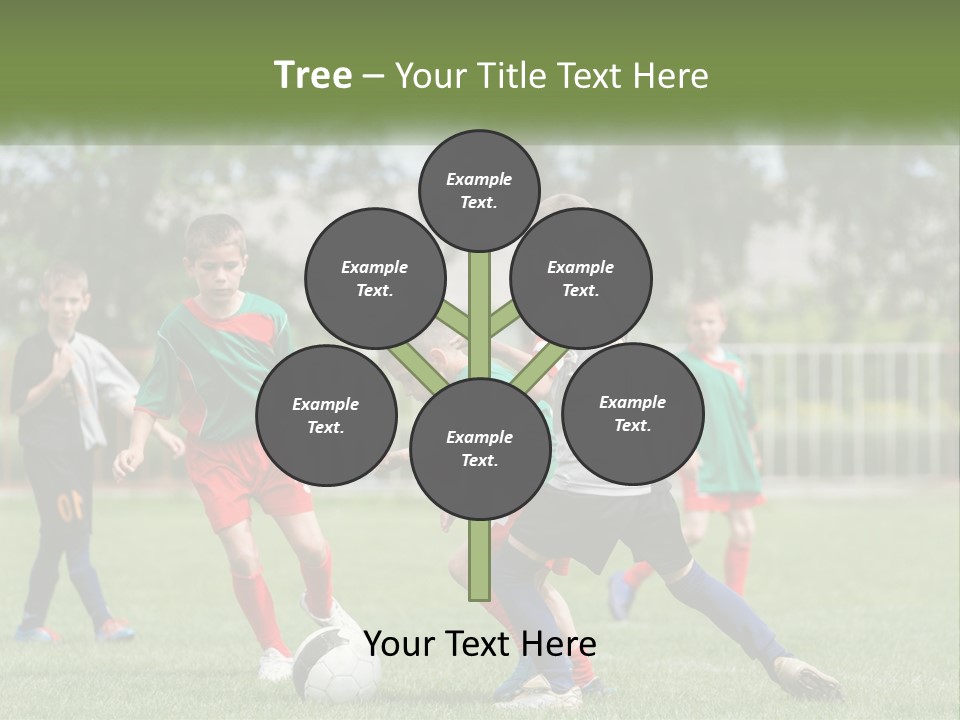 A Group Of Children Playing Soccer On A Field PowerPoint Template