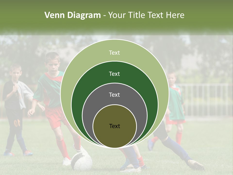 A Group Of Children Playing Soccer On A Field PowerPoint Template