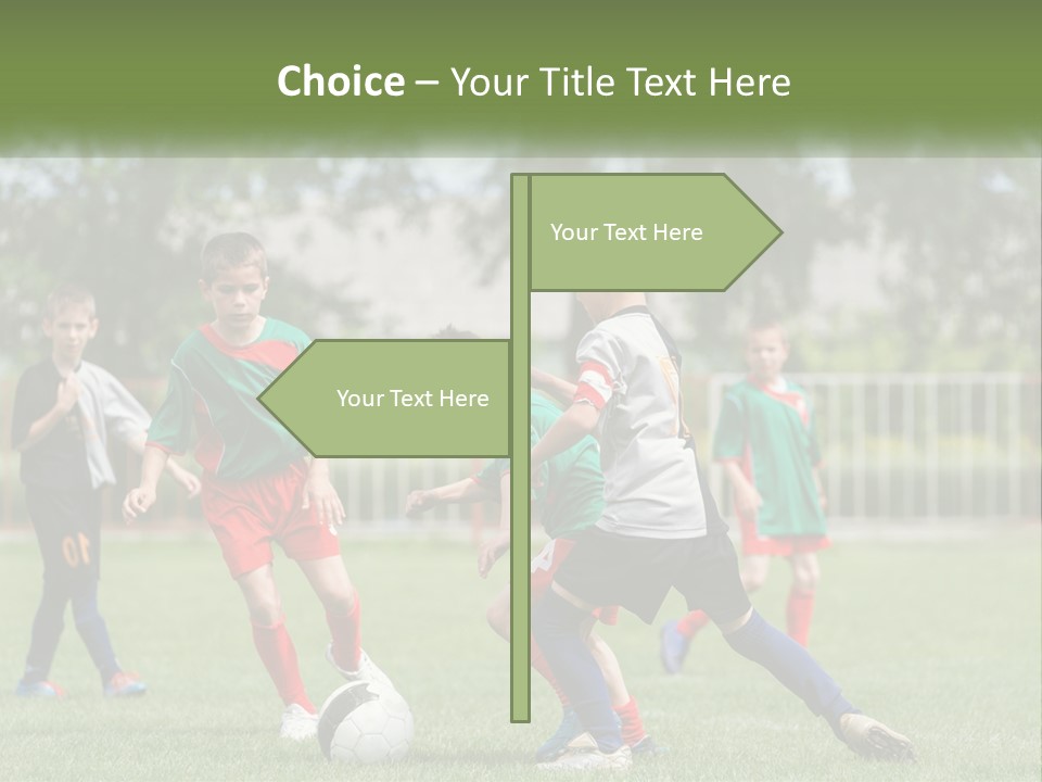 A Group Of Children Playing Soccer On A Field PowerPoint Template