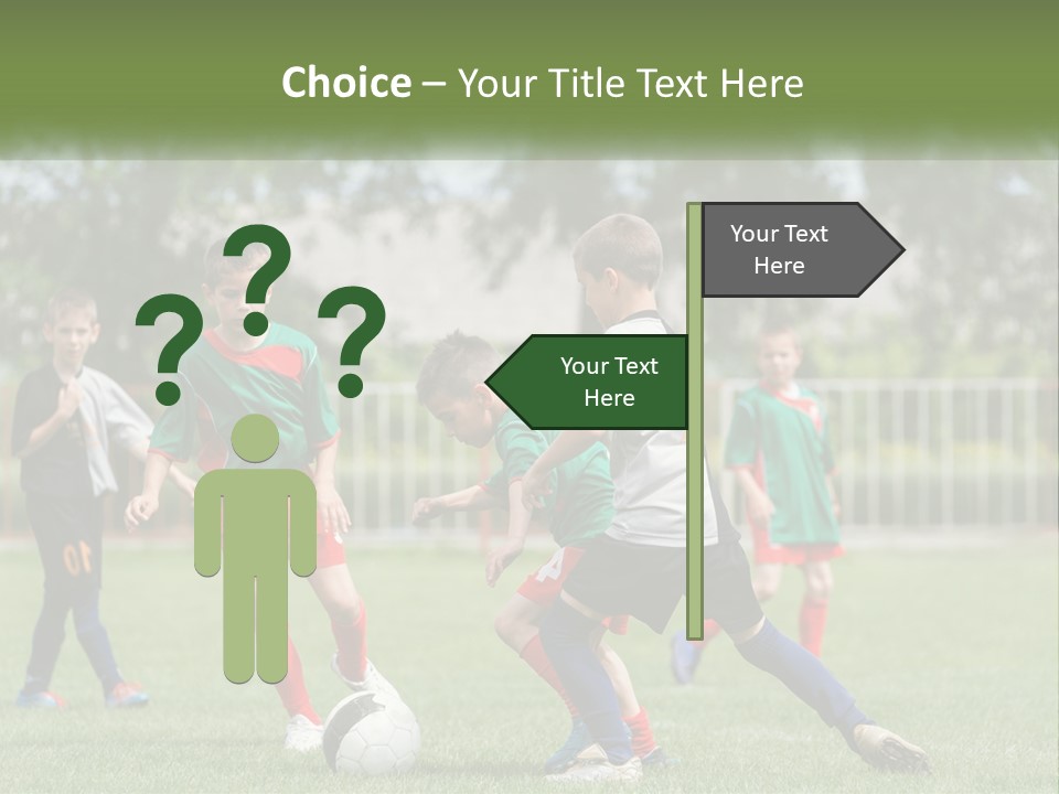 A Group Of Children Playing Soccer On A Field PowerPoint Template