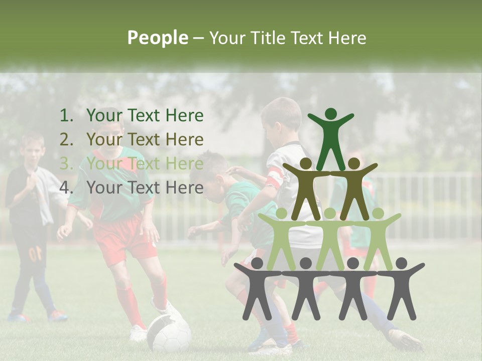 A Group Of Children Playing Soccer On A Field PowerPoint Template