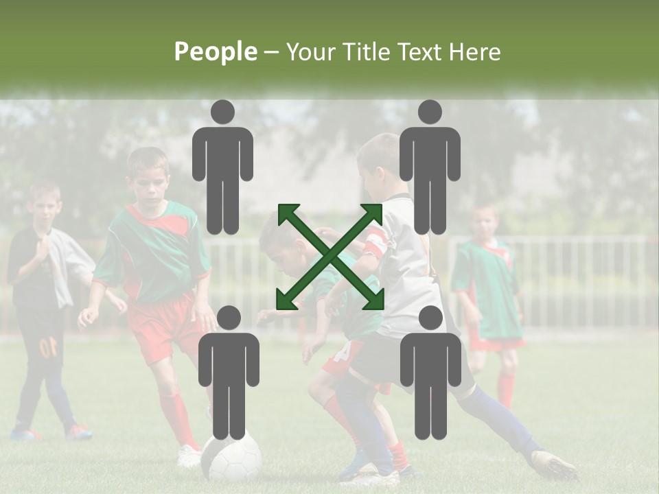 A Group Of Children Playing Soccer On A Field PowerPoint Template