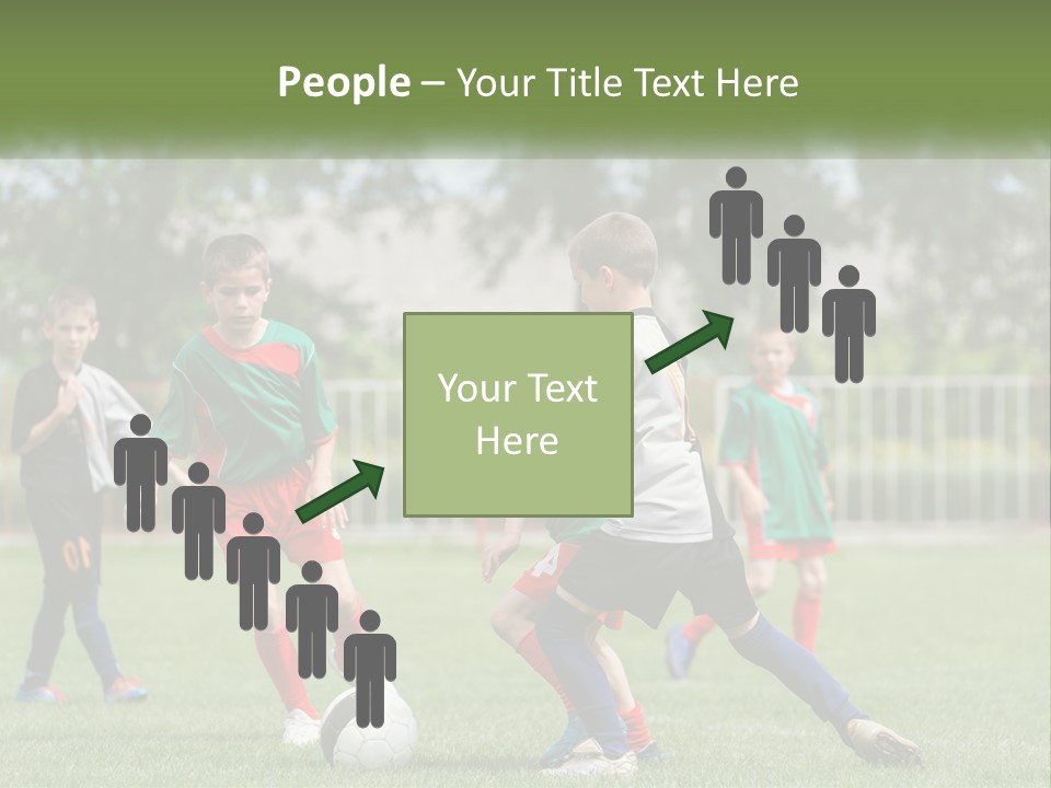 A Group Of Children Playing Soccer On A Field PowerPoint Template