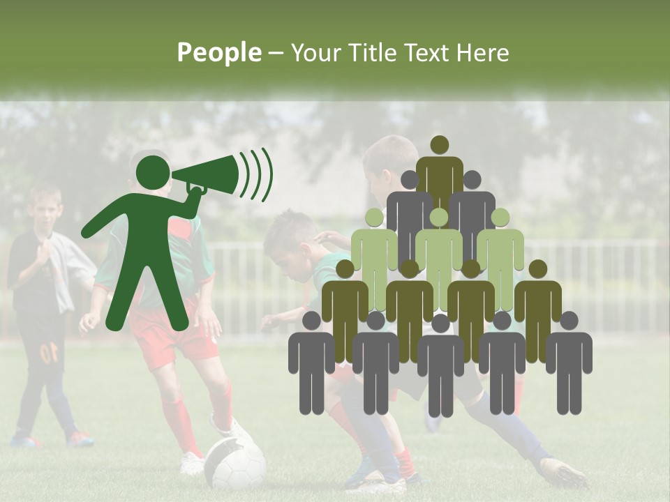 A Group Of Children Playing Soccer On A Field PowerPoint Template