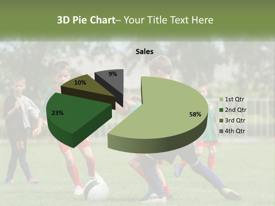 A Group Of Children Playing Soccer On A Field PowerPoint Template