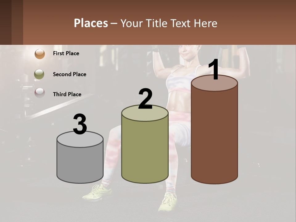 A Woman Is Doing Exercises With Dumbbells In A Gym PowerPoint Template