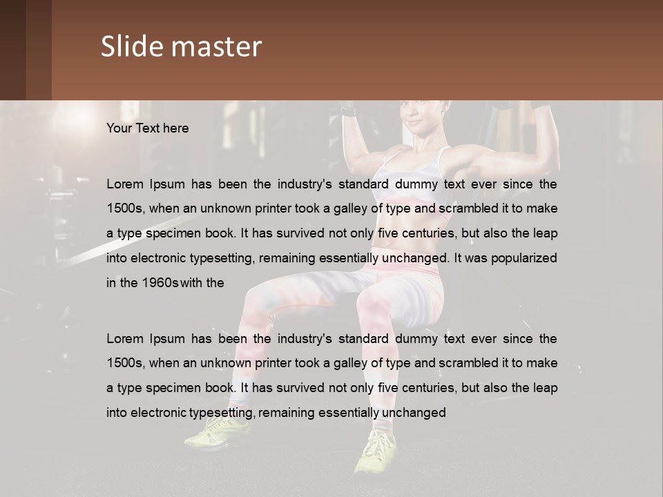 A Woman Is Doing Exercises With Dumbbells In A Gym PowerPoint Template