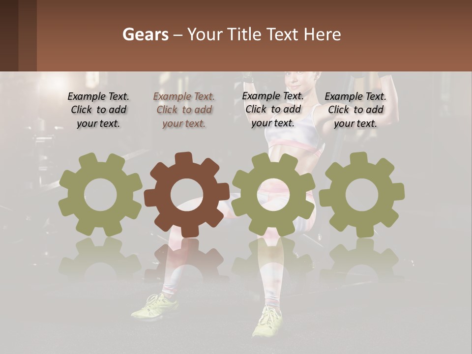 A Woman Is Doing Exercises With Dumbbells In A Gym PowerPoint Template