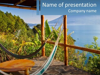 A Hammock On A Porch Overlooking The Ocean PowerPoint Template