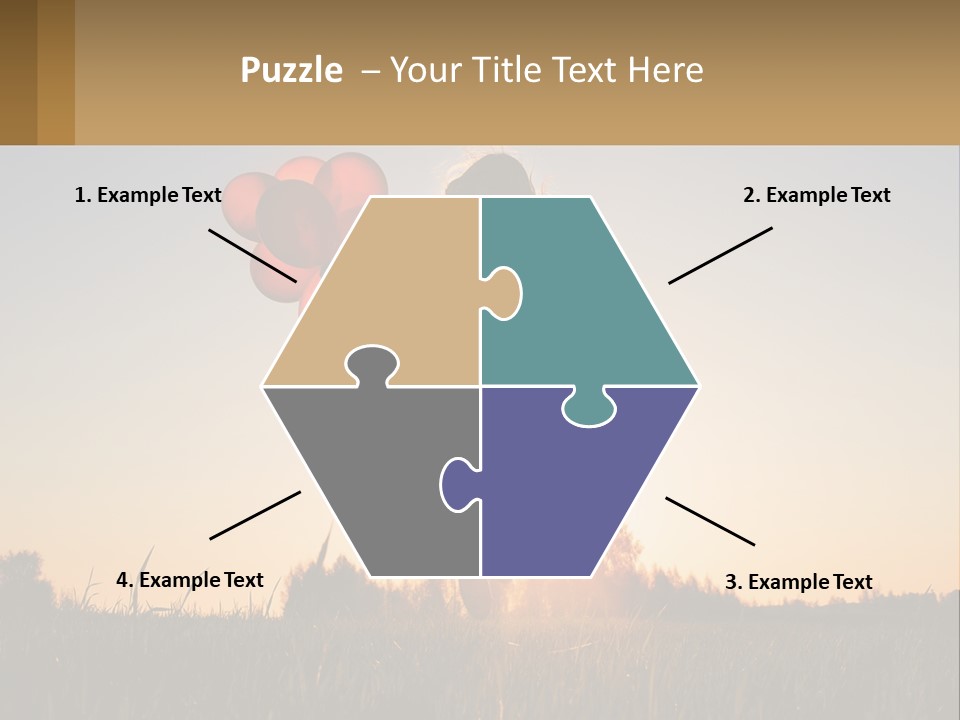 A Woman Holding Balloons In The Air At Sunset PowerPoint Template