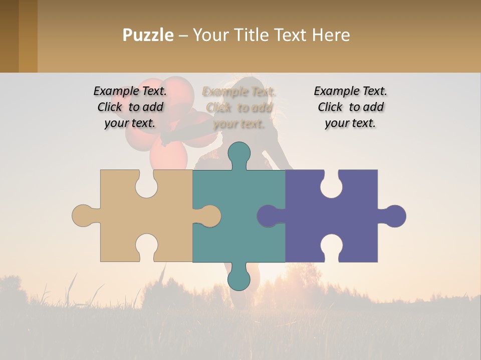 A Woman Holding Balloons In The Air At Sunset PowerPoint Template