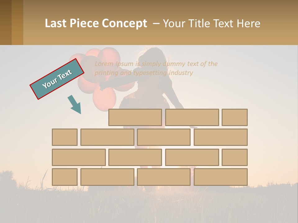 A Woman Holding Balloons In The Air At Sunset PowerPoint Template