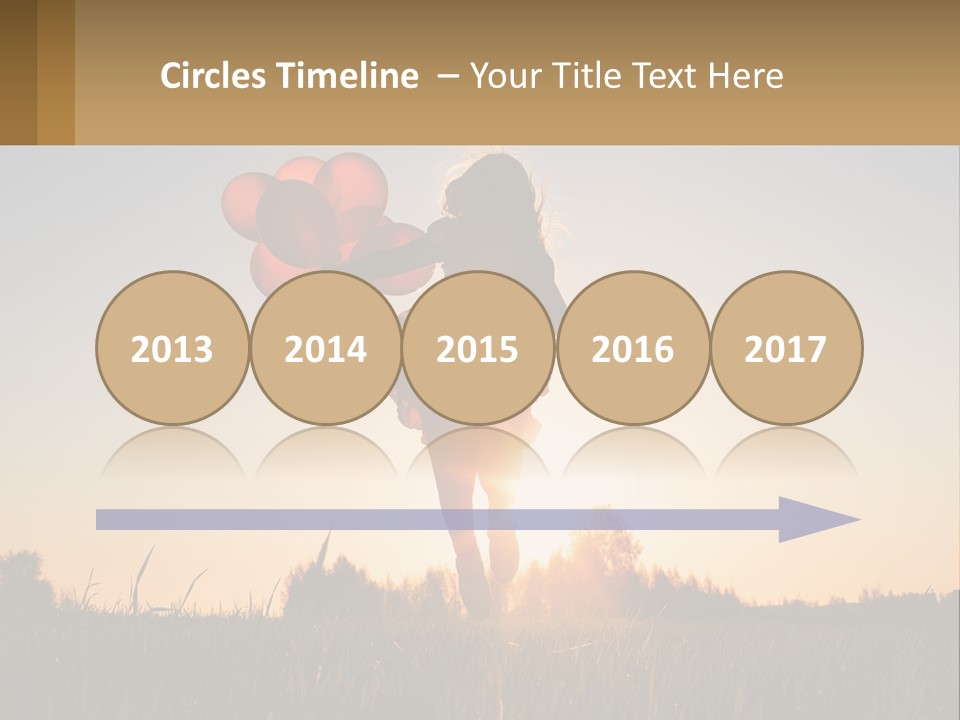 A Woman Holding Balloons In The Air At Sunset PowerPoint Template