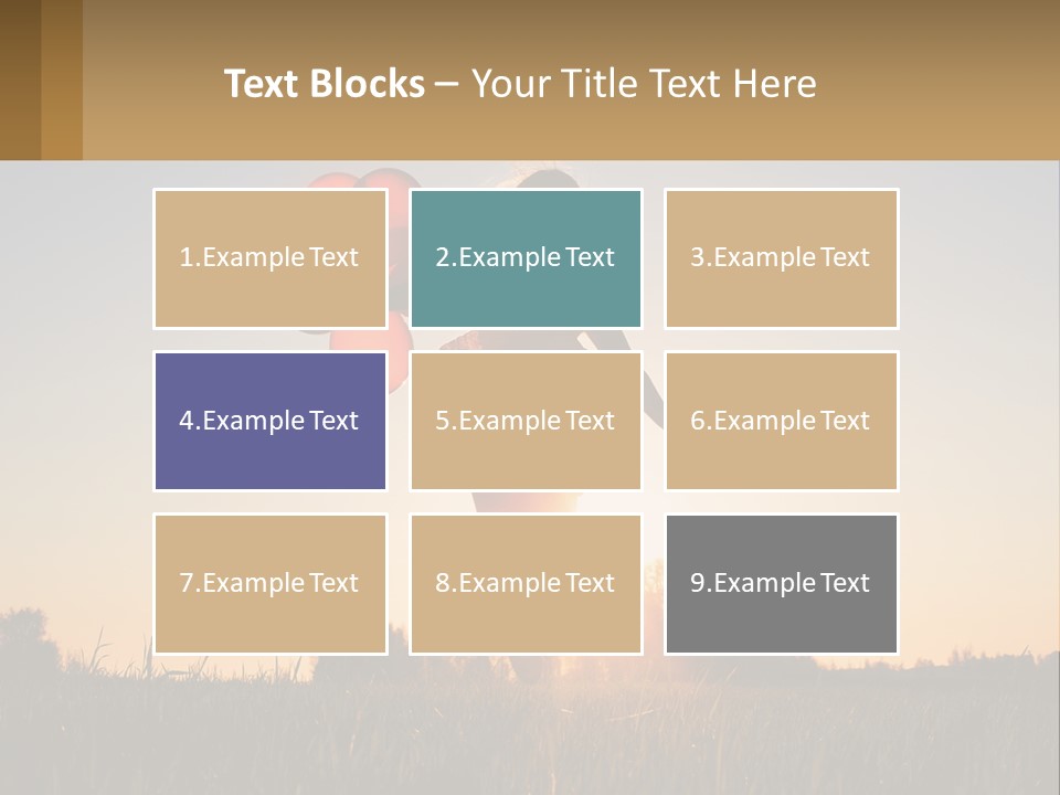 A Woman Holding Balloons In The Air At Sunset PowerPoint Template