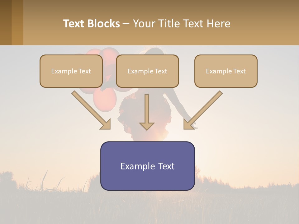 A Woman Holding Balloons In The Air At Sunset PowerPoint Template