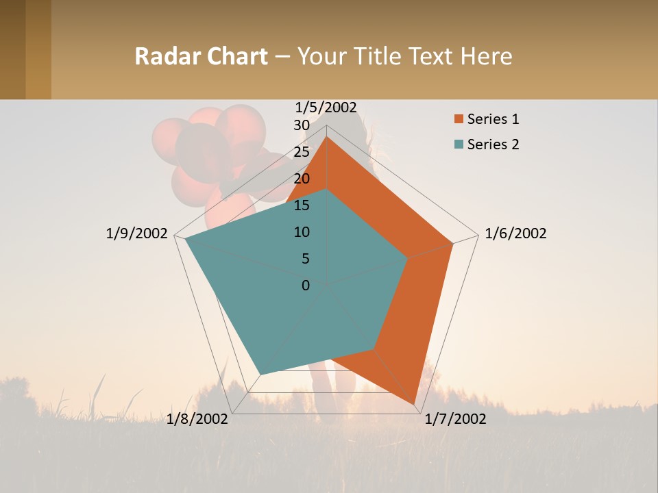 A Woman Holding Balloons In The Air At Sunset PowerPoint Template