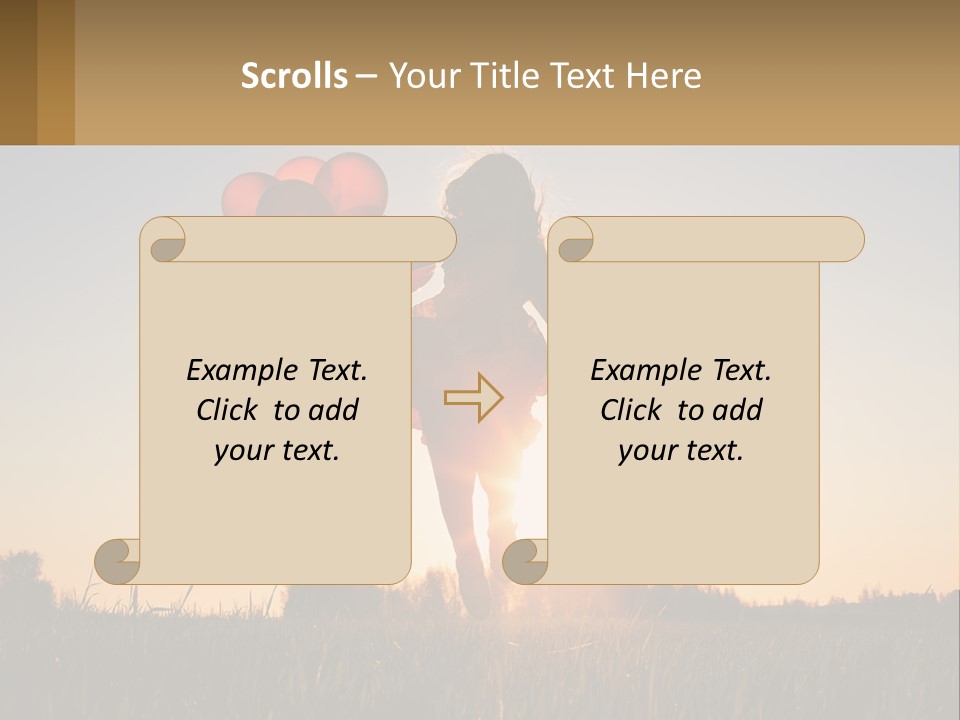 A Woman Holding Balloons In The Air At Sunset PowerPoint Template