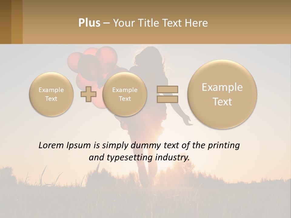 A Woman Holding Balloons In The Air At Sunset PowerPoint Template