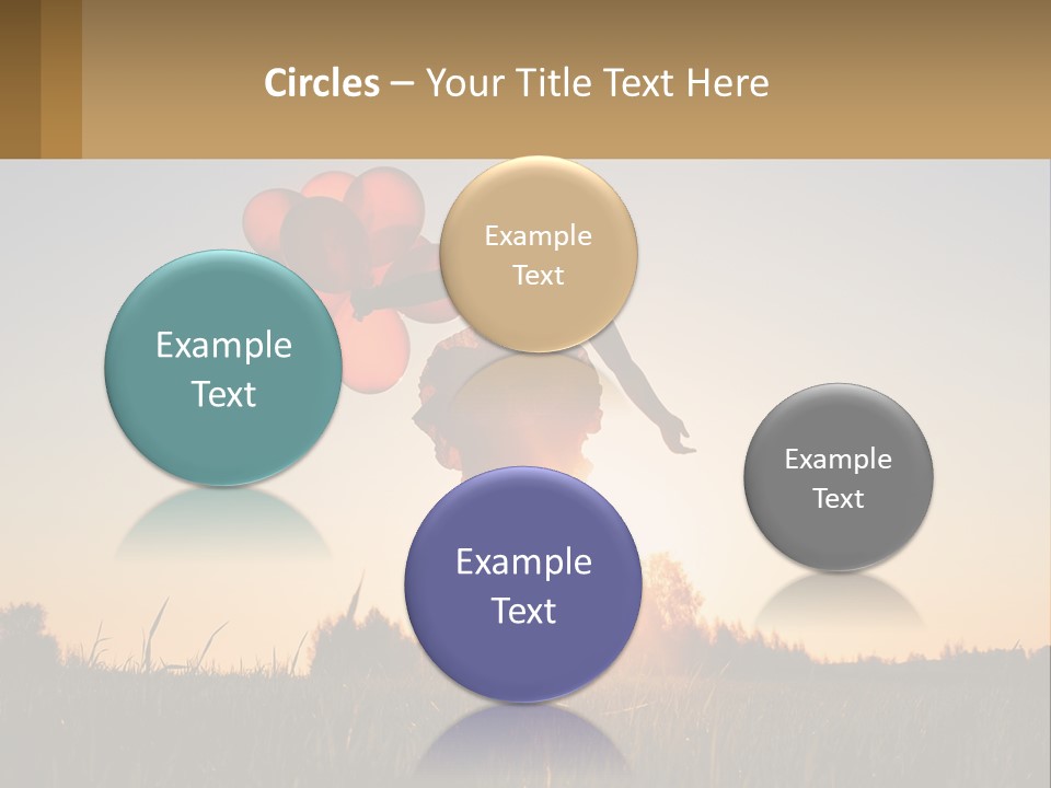 A Woman Holding Balloons In The Air At Sunset PowerPoint Template