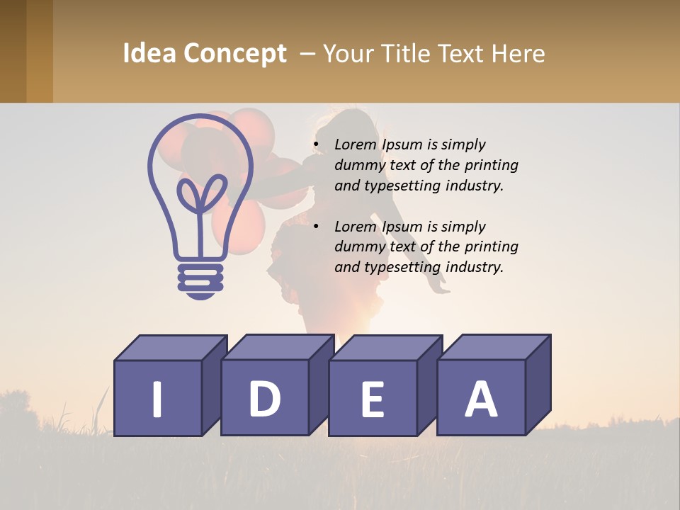 A Woman Holding Balloons In The Air At Sunset PowerPoint Template