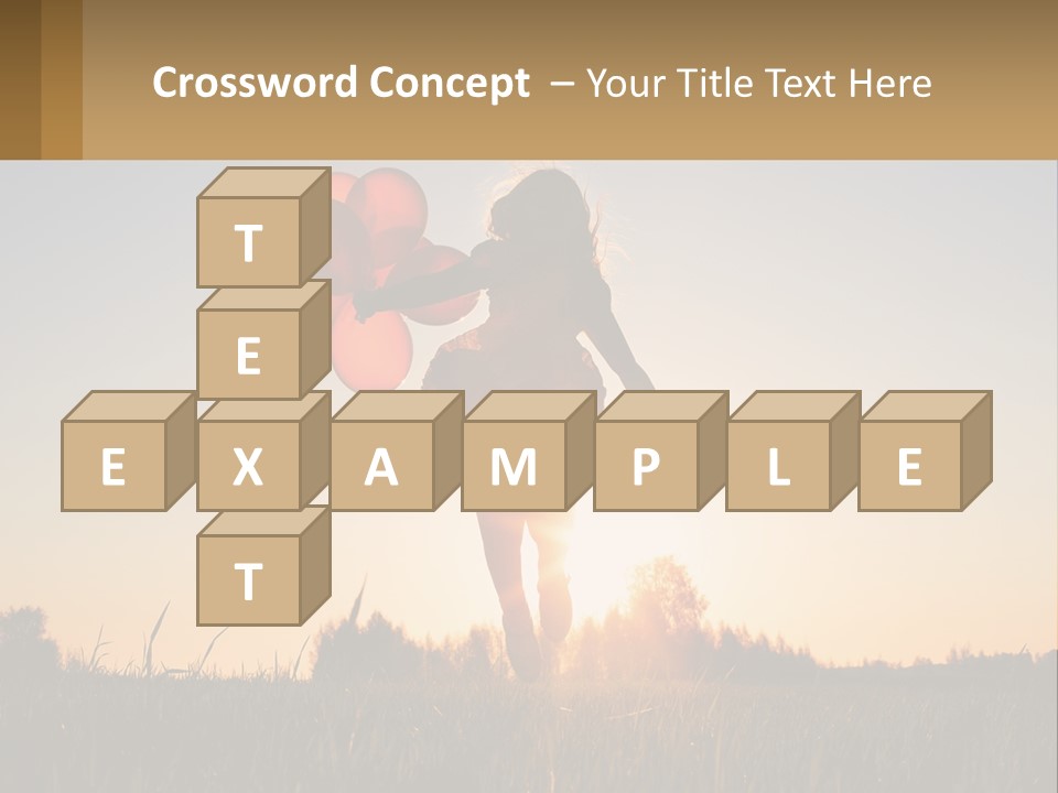 A Woman Holding Balloons In The Air At Sunset PowerPoint Template