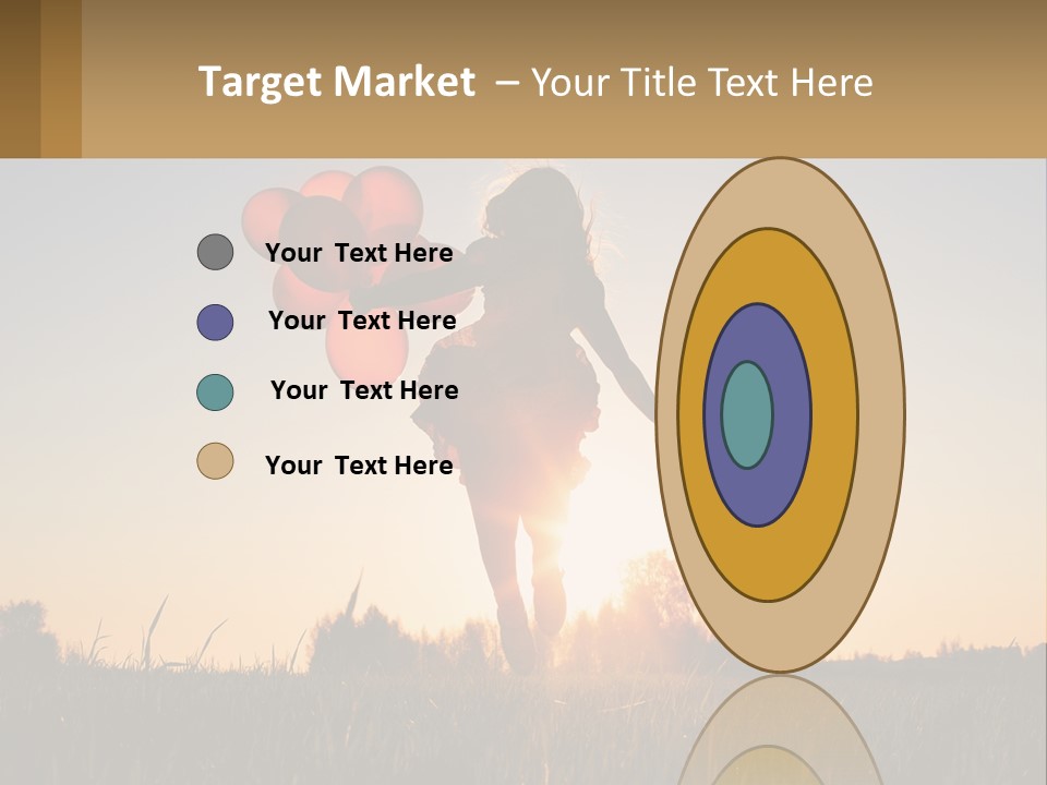 A Woman Holding Balloons In The Air At Sunset PowerPoint Template