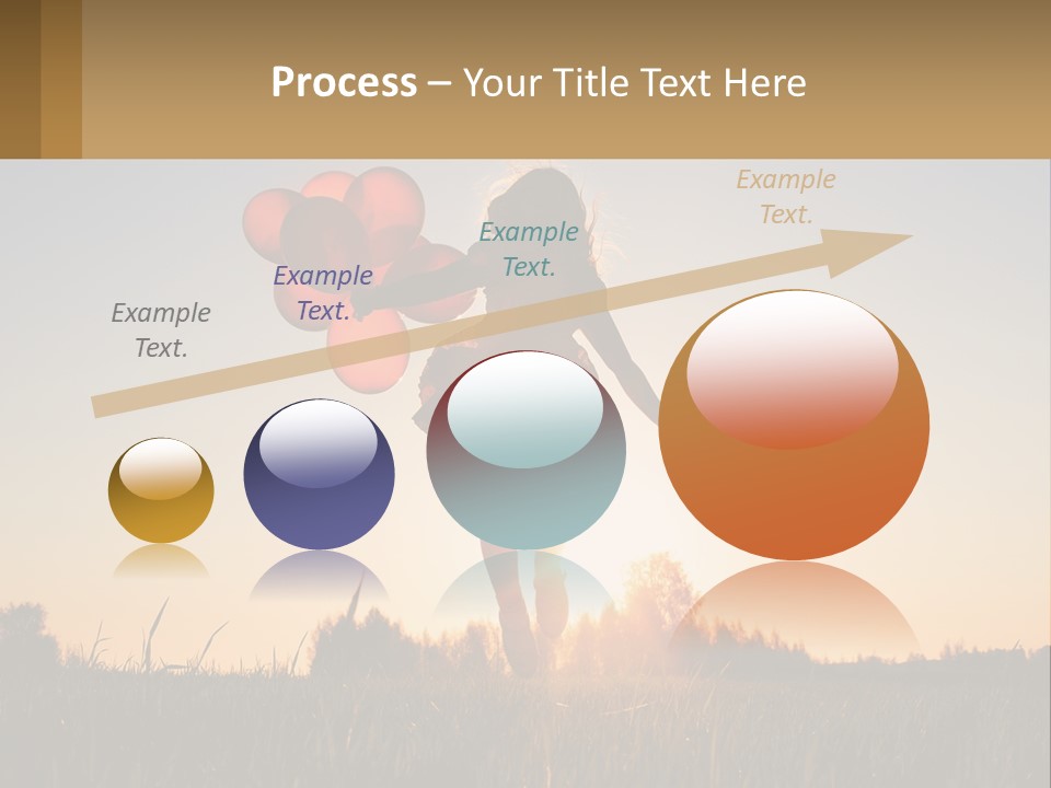 A Woman Holding Balloons In The Air At Sunset PowerPoint Template