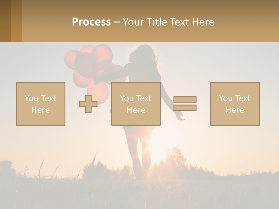 A Woman Holding Balloons In The Air At Sunset PowerPoint Template