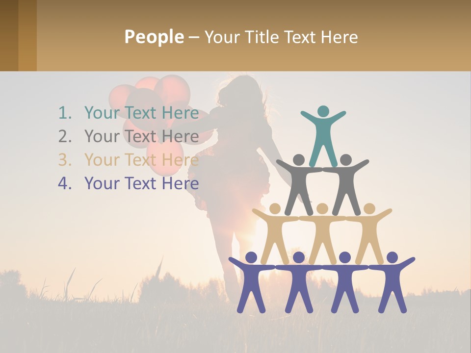 A Woman Holding Balloons In The Air At Sunset PowerPoint Template