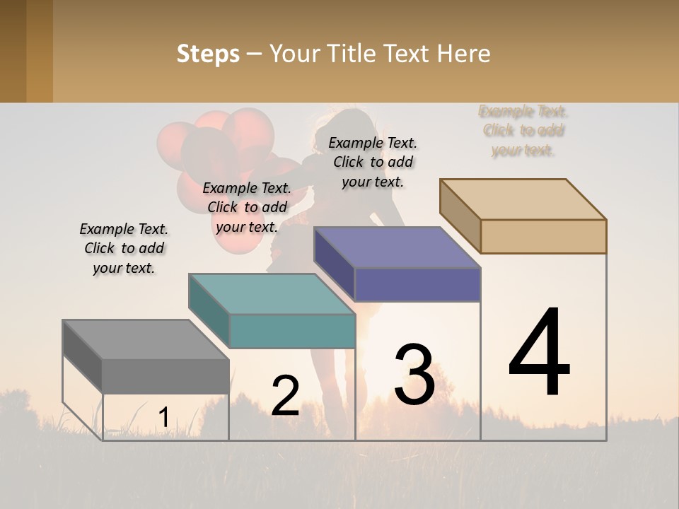 A Woman Holding Balloons In The Air At Sunset PowerPoint Template