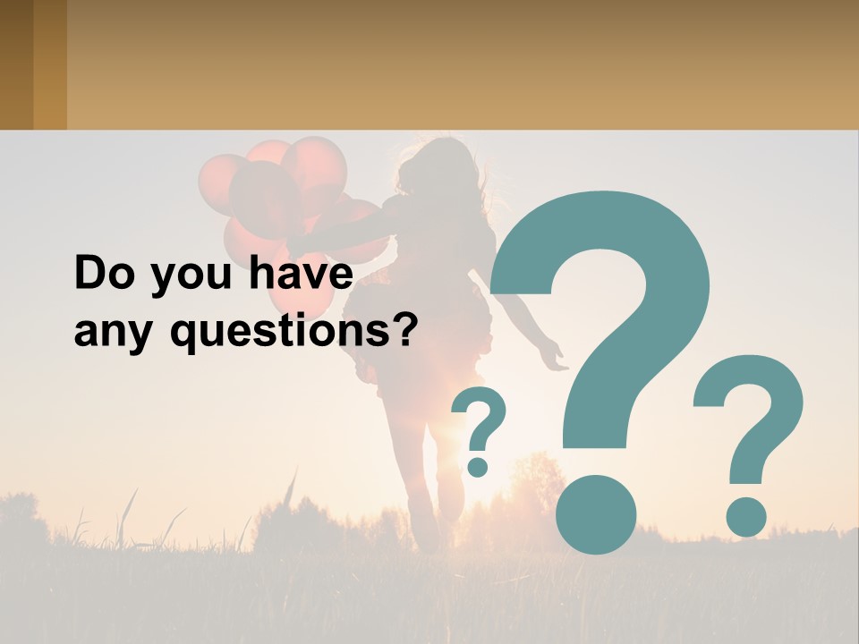 A Woman Holding Balloons In The Air At Sunset PowerPoint Template