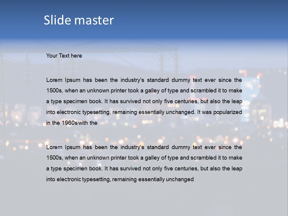 A Power Line With A City In The Background PowerPoint Template
