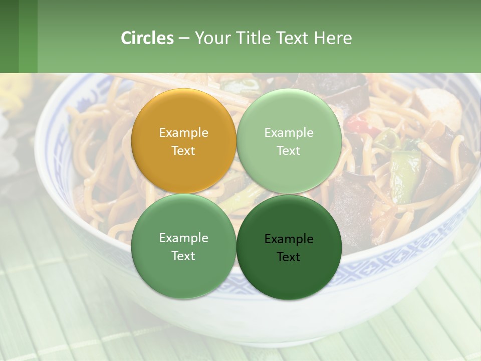 A Blue And White Bowl Filled With Noodles And Vegetables PowerPoint Template