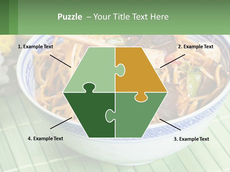 A Blue And White Bowl Filled With Noodles And Vegetables PowerPoint Template